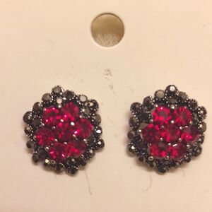 Elegant Red and Black Crystal Earrings